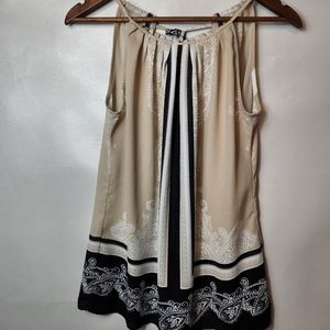 New York & Company Spaghetti Strap Tank Top Black and Cream